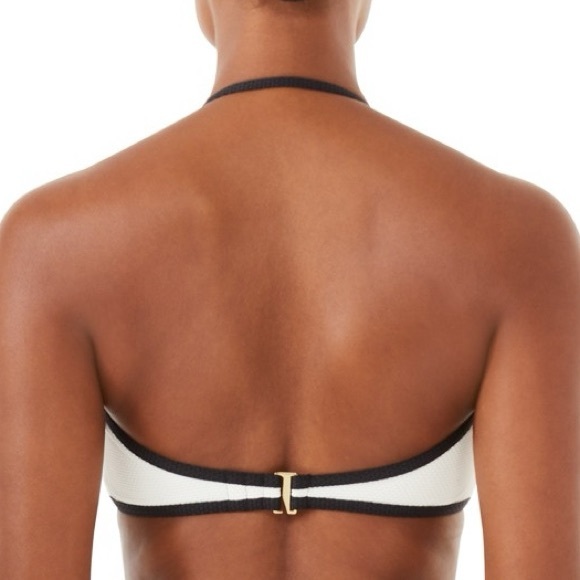 KATE SPADE Contrast Bandeau Bikini Top Pique Texture Colorblocking size L NWT - Picture 3 of 8